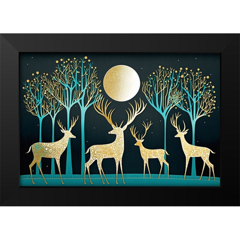 Mid Century Deer 2 Black Modern Wood Framed Art Print by Heere, Ray