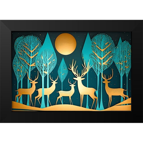 Mid Century Deer 4 Black Modern Wood Framed Art Print by Heere, Ray