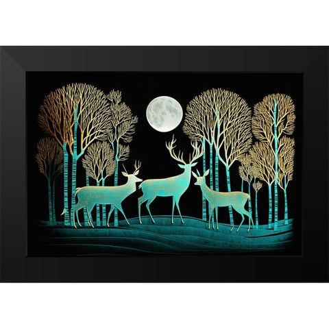 Mid Century Deer 7 Black Modern Wood Framed Art Print by Heere, Ray