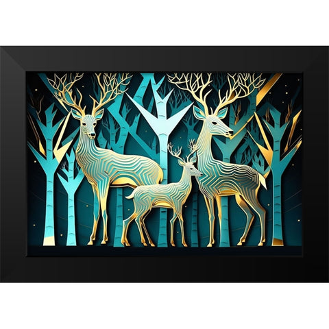 Mid Century Deer 9 Black Modern Wood Framed Art Print by Heere, Ray