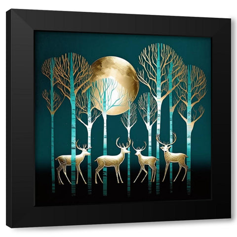 Mid Century Deer 12 Black Modern Wood Framed Art Print with Double Matting by Heere, Ray