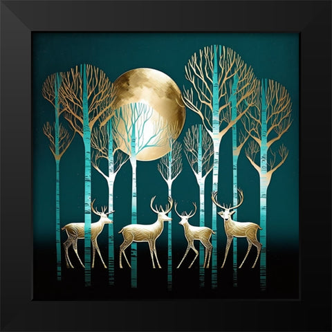 Mid Century Deer 12 Black Modern Wood Framed Art Print by Heere, Ray