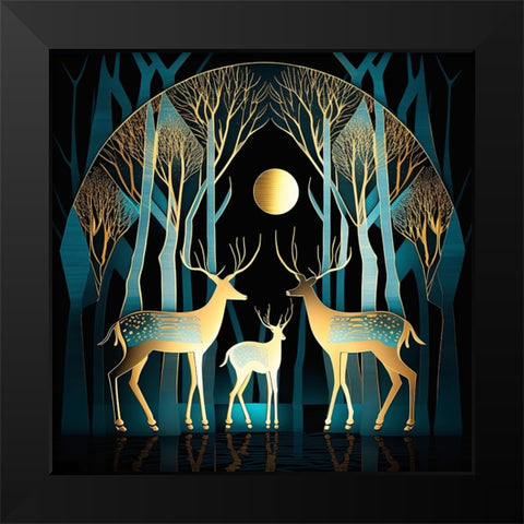 Mid Century Deer 13 Black Modern Wood Framed Art Print by Heere, Ray