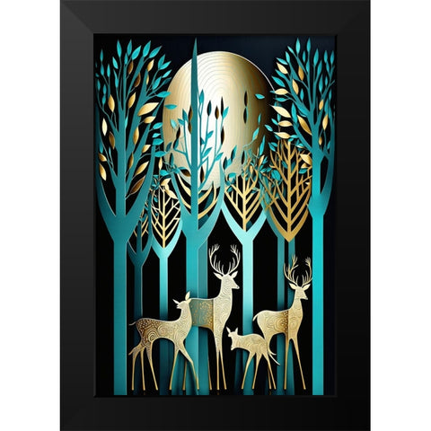 Mid Century Deer 19 Black Modern Wood Framed Art Print by Heere, Ray