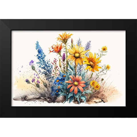 Watercolor Wildflowers 3 Black Modern Wood Framed Art Print by Heere, Ray
