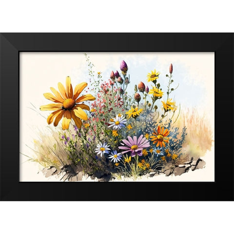 Watercolor Wildflowers 4 Black Modern Wood Framed Art Print by Heere, Ray