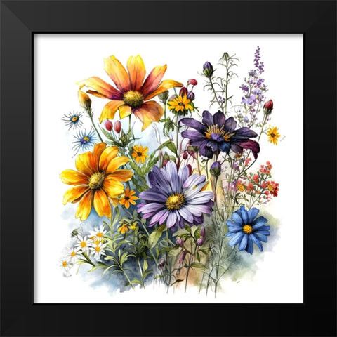 Watercolor Wildflowers 12 Black Modern Wood Framed Art Print by Heere, Ray