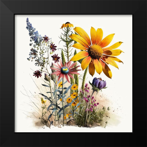 Watercolor Wildflowers 13 Black Modern Wood Framed Art Print by Heere, Ray