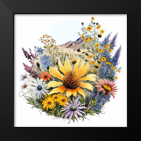 Watercolor Wildflowers 14 Black Modern Wood Framed Art Print by Heere, Ray
