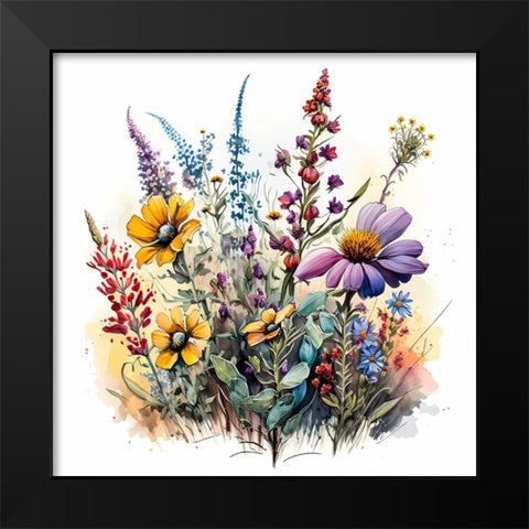 Watercolor Wildflowers 15 Black Modern Wood Framed Art Print by Heere, Ray