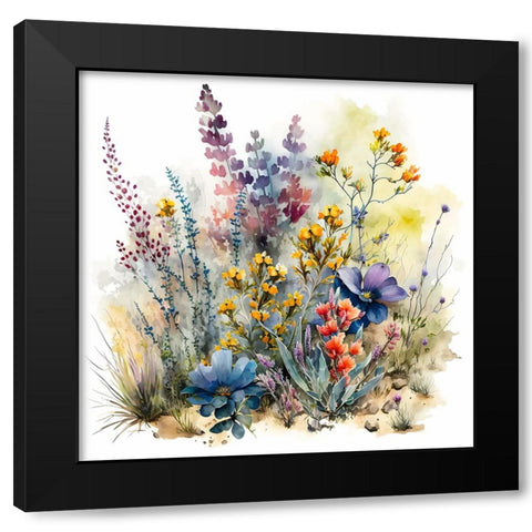 Watercolor Wildflowers 16 Black Modern Wood Framed Art Print with Double Matting by Heere, Ray