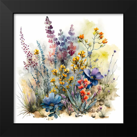 Watercolor Wildflowers 16 Black Modern Wood Framed Art Print by Heere, Ray