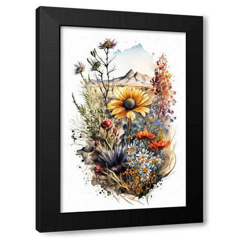 Watercolor Wildflowers 17 Black Modern Wood Framed Art Print with Double Matting by Heere, Ray