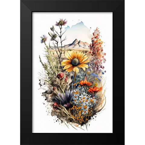Watercolor Wildflowers 17 Black Modern Wood Framed Art Print by Heere, Ray