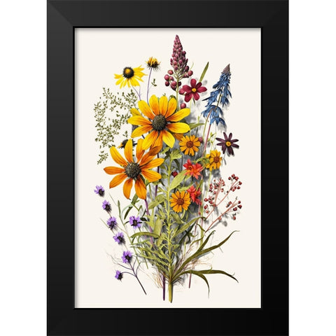 Watercolor Wildflowers 19 Black Modern Wood Framed Art Print by Heere, Ray