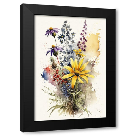 Watercolor Wildflowers 20 Black Modern Wood Framed Art Print with Double Matting by Heere, Ray