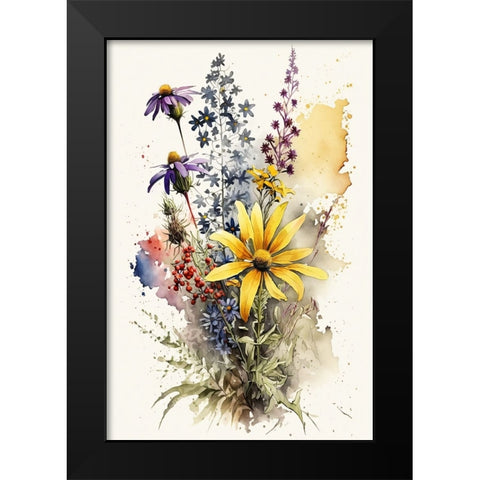 Watercolor Wildflowers 20 Black Modern Wood Framed Art Print by Heere, Ray