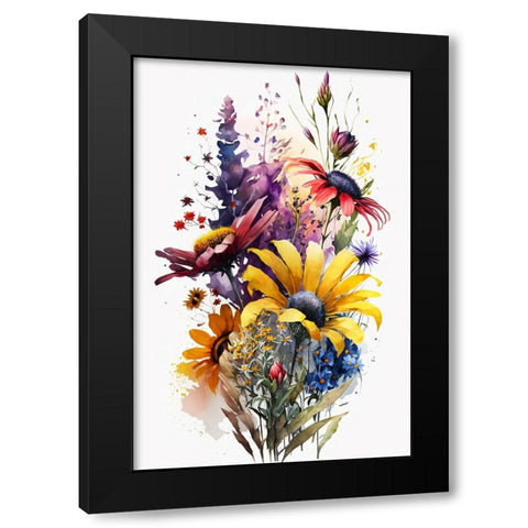Watercolor Wildflowers 21 Black Modern Wood Framed Art Print with Double Matting by Heere, Ray