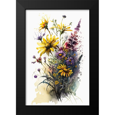 Watercolor Wildflowers 22 Black Modern Wood Framed Art Print by Heere, Ray