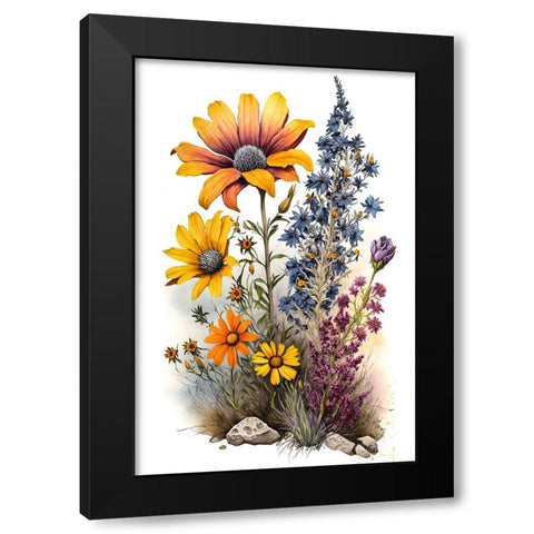 Watercolor Wildflowers 23 Black Modern Wood Framed Art Print with Double Matting by Heere, Ray