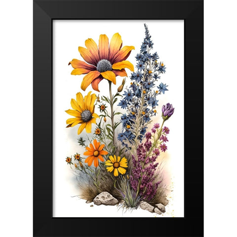 Watercolor Wildflowers 23 Black Modern Wood Framed Art Print by Heere, Ray