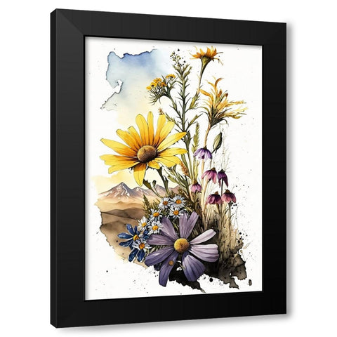 Watercolor Wildflowers 24 Black Modern Wood Framed Art Print with Double Matting by Heere, Ray