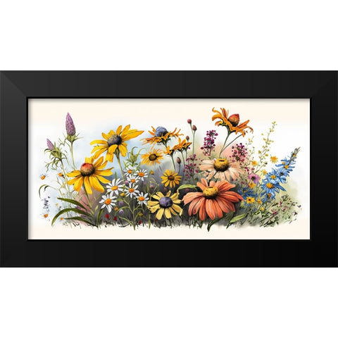 Watercolor Wildflowers 25 Black Modern Wood Framed Art Print by Heere, Ray