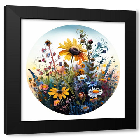 Watercolor Wildflowers 34 Black Modern Wood Framed Art Print by Heere, Ray