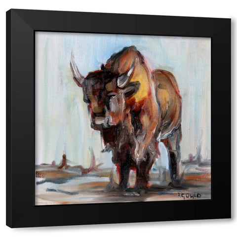 Buffalo Black Modern Wood Framed Art Print by Gould, Renee