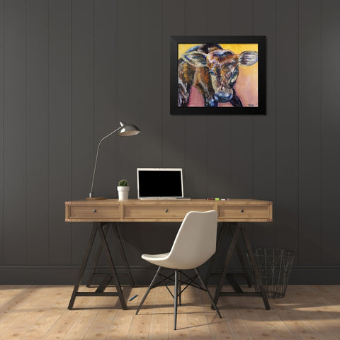 First Calf of the Year Black Modern Wood Framed Art Print by Gould, Renee