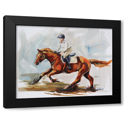 Galloping Black Modern Wood Framed Art Print by Gould, Renee