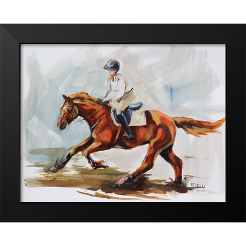 Galloping Black Modern Wood Framed Art Print by Gould, Renee