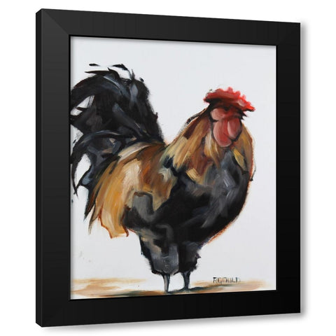 Rooster 1 Black Modern Wood Framed Art Print with Double Matting by Gould, Renee