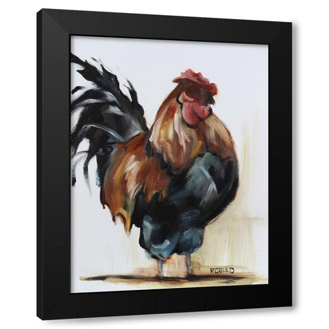 Rooster 2 Black Modern Wood Framed Art Print with Double Matting by Gould, Renee