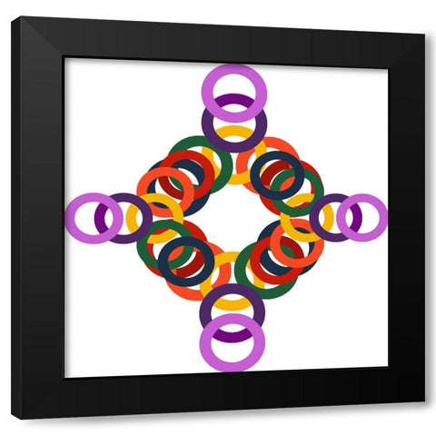 Rainbow Circles-13 Black Modern Wood Framed Art Print by Homawoo, Richard