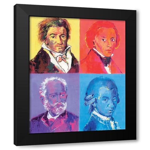 Composers Black Modern Wood Framed Art Print with Double Matting by Wallich, Richard