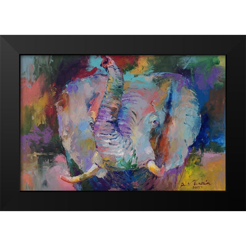 Elephant Black Modern Wood Framed Art Print by Wallich, Richard