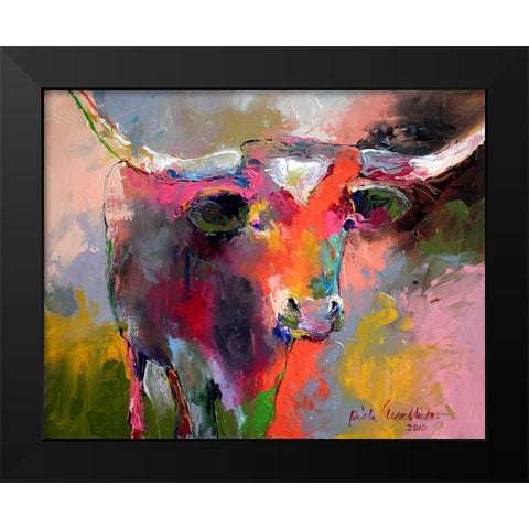 Texas Longhorn Black Modern Wood Framed Art Print by Wallich, Richard