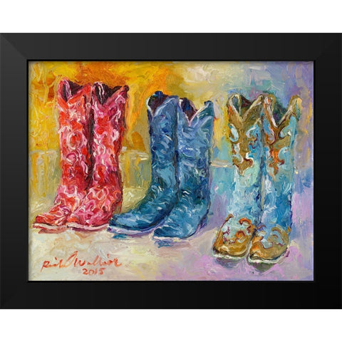 Cowboy Boots Black Modern Wood Framed Art Print by Wallich, Richard