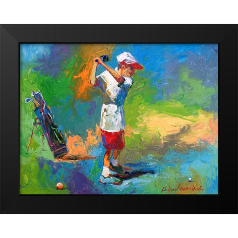 Kid Golf Black Modern Wood Framed Art Print by Wallich, Richard