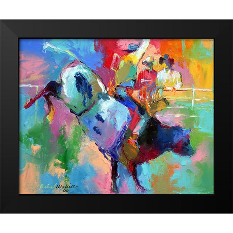Bull Riding Black Modern Wood Framed Art Print by Wallich, Richard