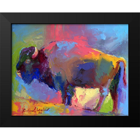 Buffalo Black Modern Wood Framed Art Print by Wallich, Richard