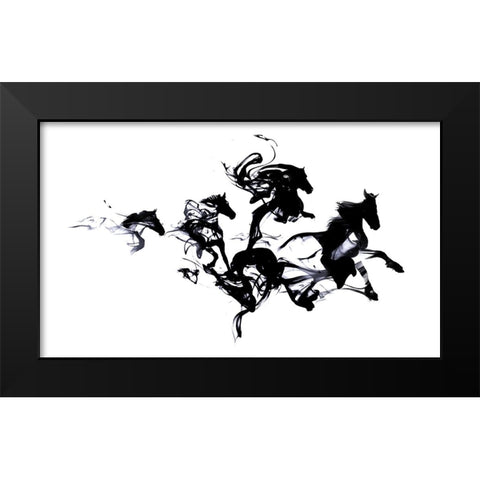 Black Horses Black Modern Wood Framed Art Print by Farkas, Robert