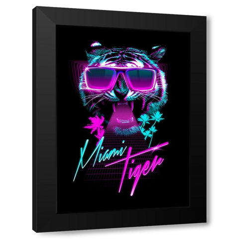 Miami Tiger Black Modern Wood Framed Art Print with Double Matting by Farkas, Robert