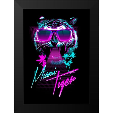Miami Tiger Black Modern Wood Framed Art Print by Farkas, Robert