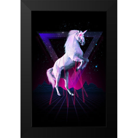 Last Laser Unicorn Tee Black Modern Wood Framed Art Print by Farkas, Robert