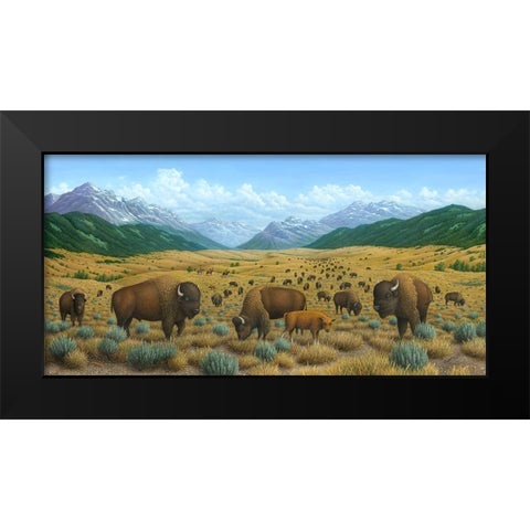 The Bison Trail Black Modern Wood Framed Art Print by Wavra, Robert