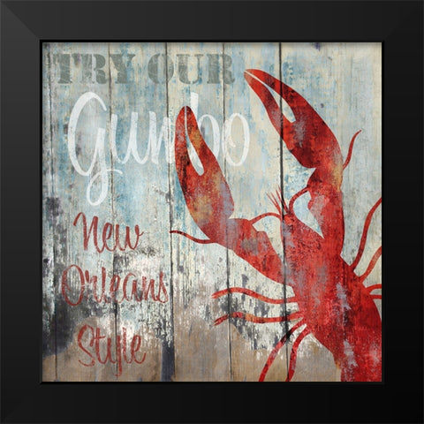 New Orleans Seafood I Black Modern Wood Framed Art Print by Sasha