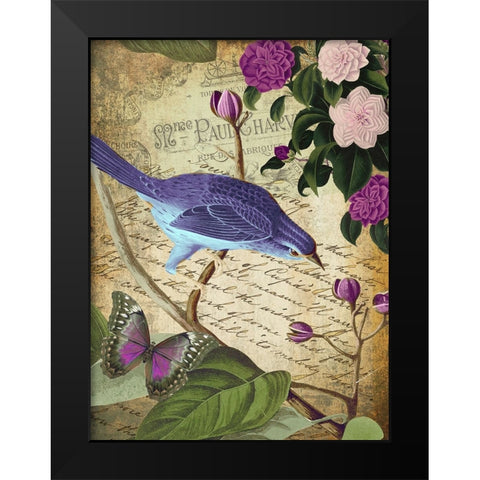 Petals and Wings II Black Modern Wood Framed Art Print by Sasha