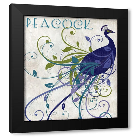 Peacock Nouveau I Black Modern Wood Framed Art Print by Sasha